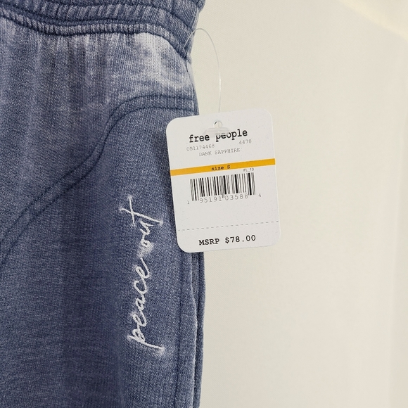 Free People Cozy Cool Girl lounge pants Dark Sapphire Blue NEW - Picture 6 of 7